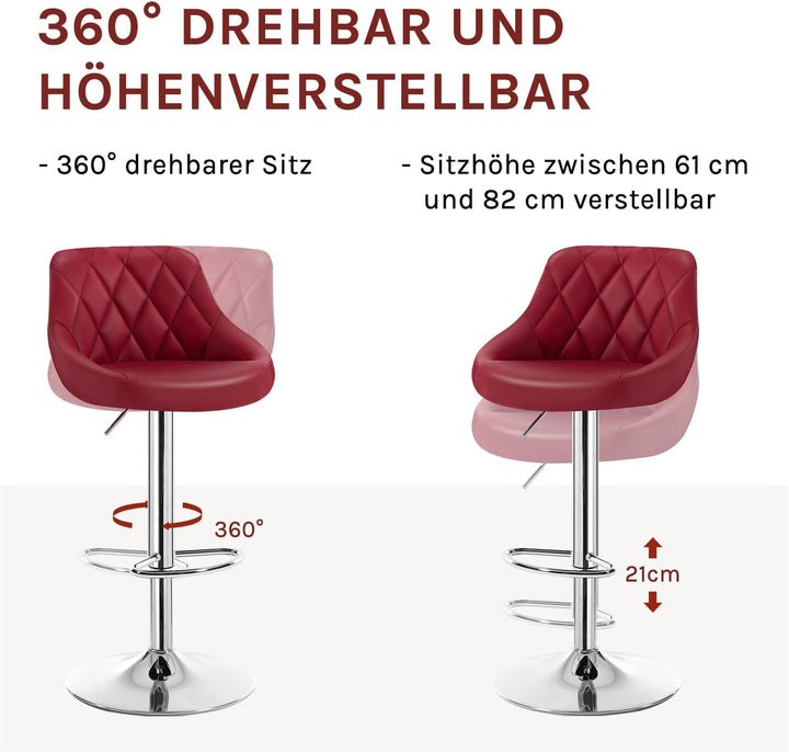 WOLTU 4er Set Barhocker Bistrohocker Tresenhocker Barstuhl Höhenverstellbar, Drehbar, Sitzfläche aus