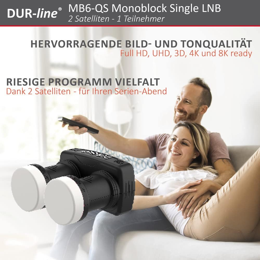 DUR-line 6° Monoblock Single LNB - Astra 19,2°E + Hotbird 13°E - 1 Teilnehmer & 2 Satelliten (MB6-US