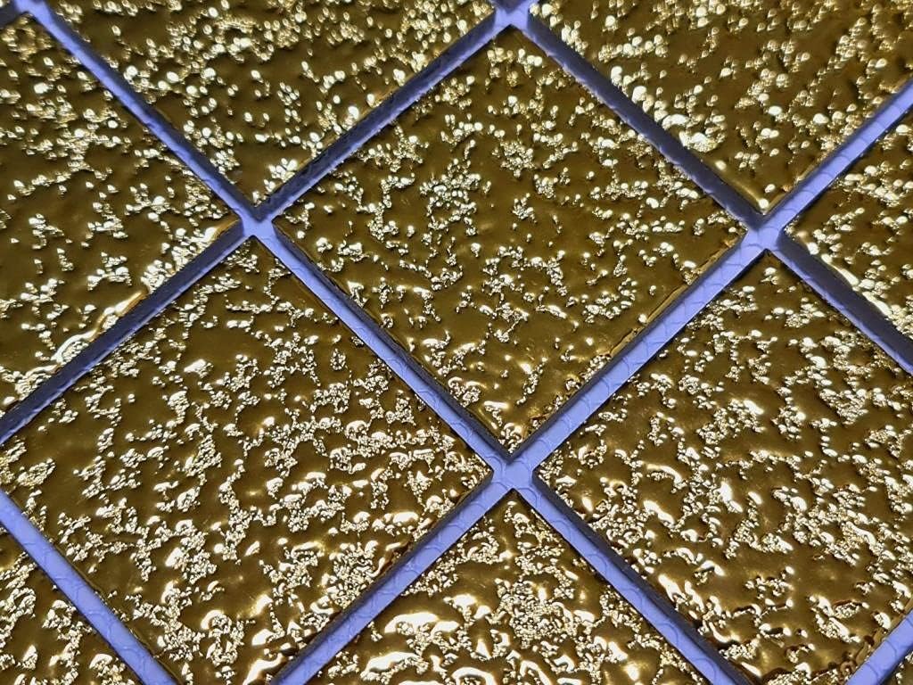 Keramik Mosaikplatte Medio uni Gold gehämmert 10 Matten