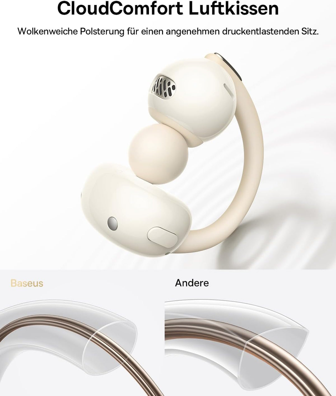 Baseus MC2 Air Open Ear Kopfhörer, Clip-On Earbuds mit CloudComfort, SuperBass 2.0, Bluetooth 6.0, 4
