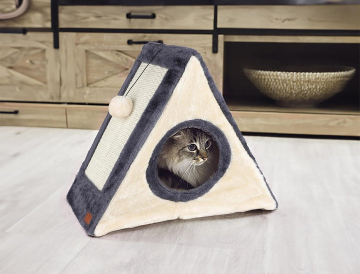 Spetebo Katzenhaus mit Kratzbrettern aus Sisal - 42 x 35 cm - Katzenhöhle mit Spielball - Katzenhütt