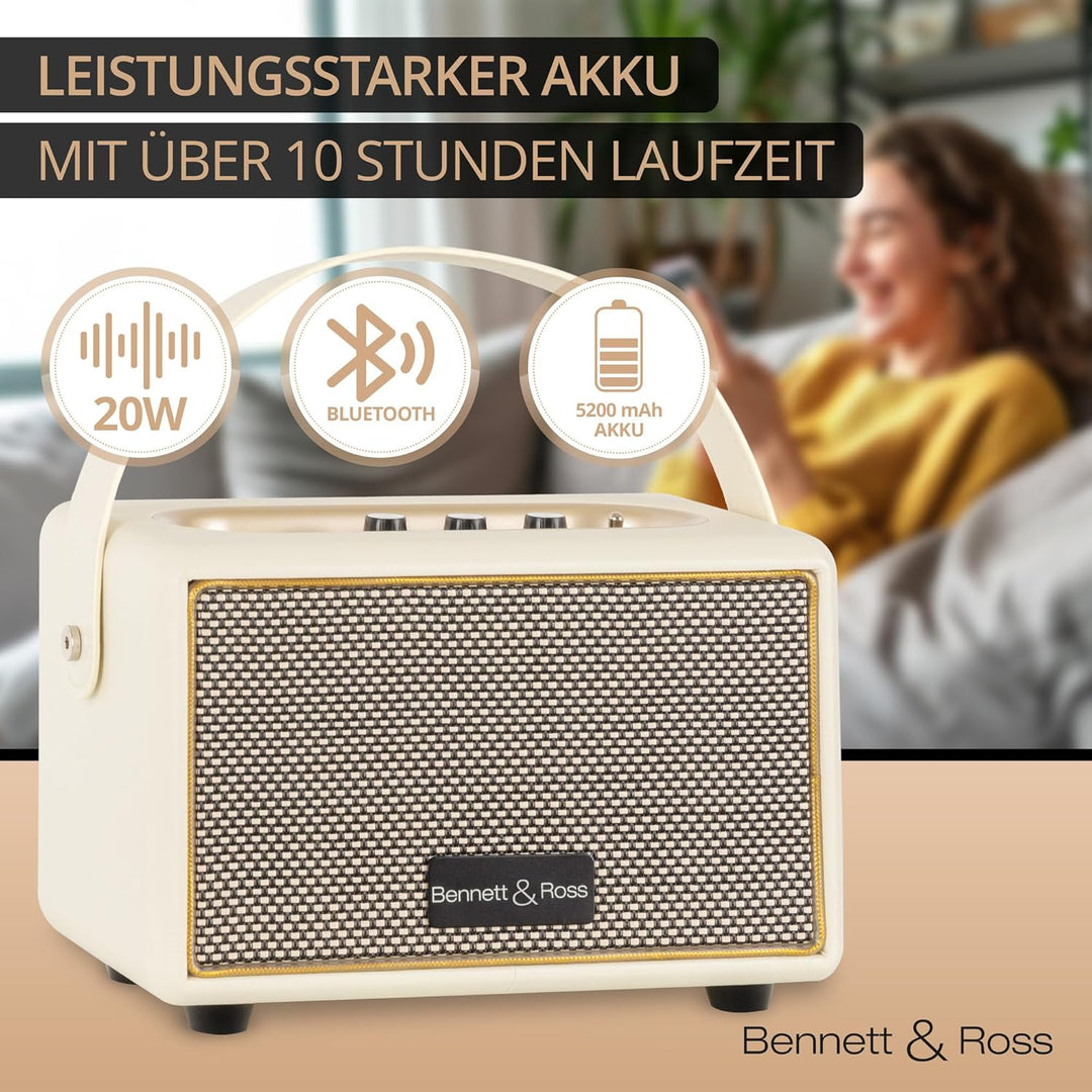 Bennett & Ross BB-820CW Blackmore Junior Version 2020 - Retro Bluetooth Lautsprecher in Lederoptik m