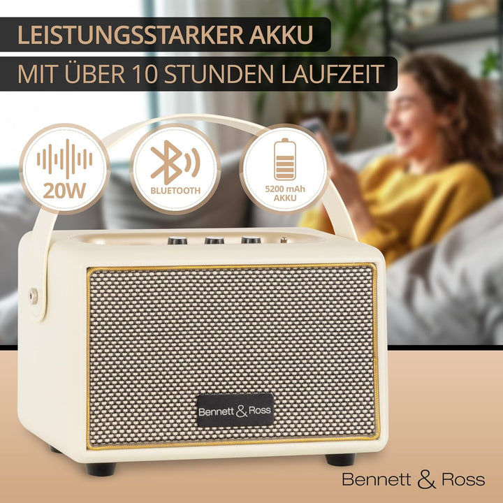 Bennett & Ross BB-820CW Blackmore Junior Version 2020 - Retro Bluetooth Lautsprecher in Lederoptik m