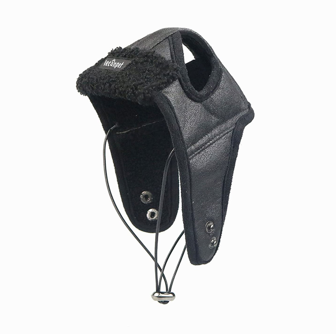Leconpet Hunde Fliegermütze Hund Winter Pilotenmütze mit Ohrenklappen für kaltes Wetter (L, Schwarz)