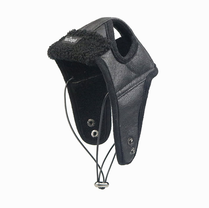 Leconpet Hunde Fliegermütze Hund Winter Pilotenmütze mit Ohrenklappen für kaltes Wetter (L, Schwarz)