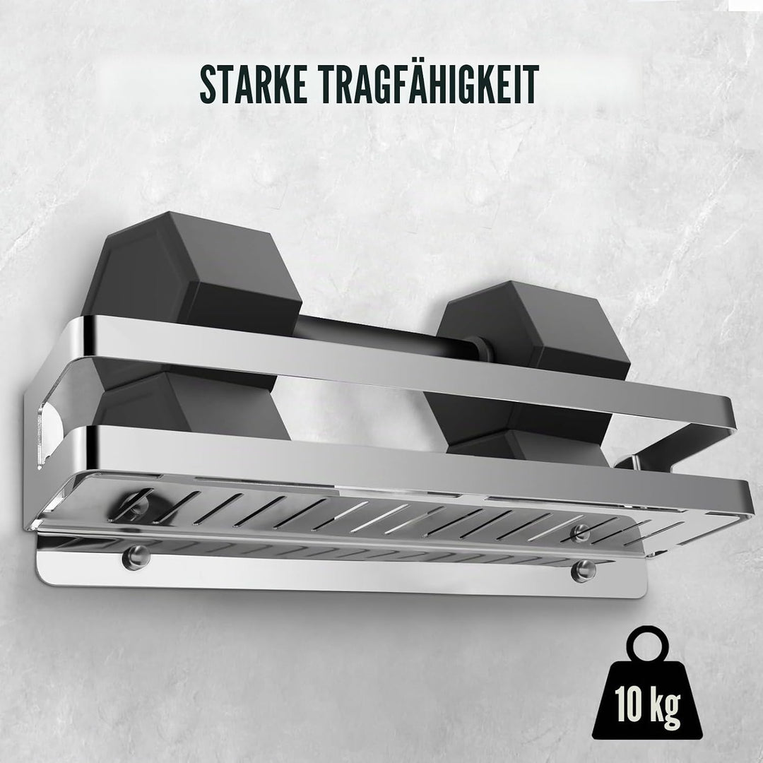 QL Duschregal,Badregale aus Edelstahl SUS304,Duschablage für Bad und Küche,Duschkorb 40 cm,Chrom Sil