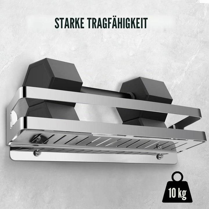 QL Duschregal,Badregale aus Edelstahl SUS304,Duschablage für Bad und Küche,Duschkorb 40 cm,Chrom Sil