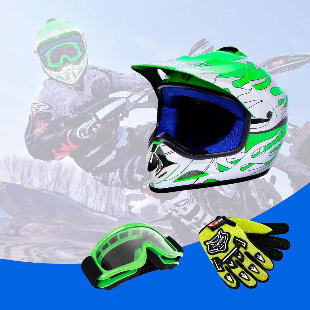 Samger DOT Jugend Kinder Off Road Helm Motocross Helm Dirt Bike ATV Motorradhelm Handschuhe+Brille S