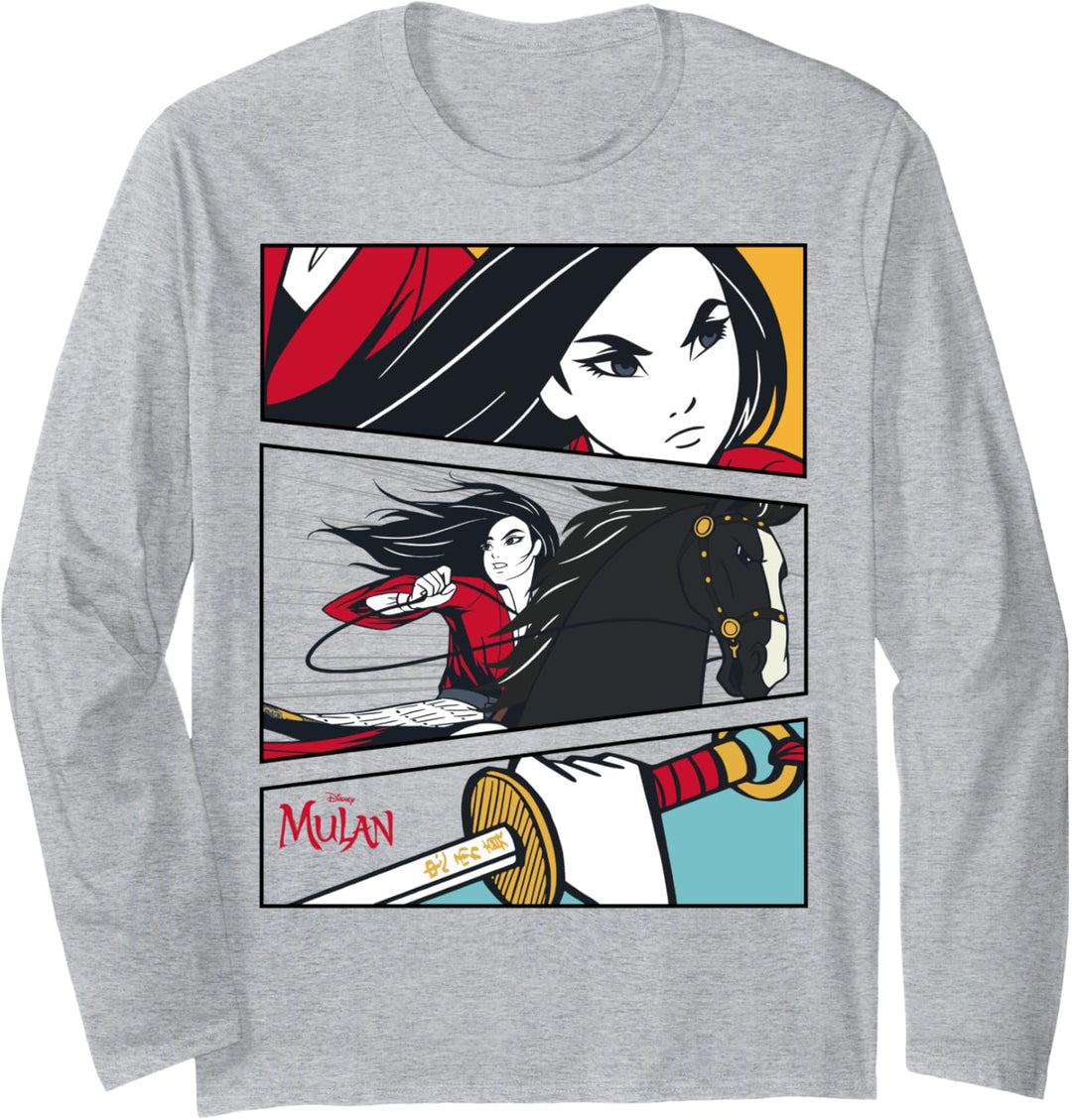 Disney Mulan Live Action Mulan Comic Action Panels Langarmshirt