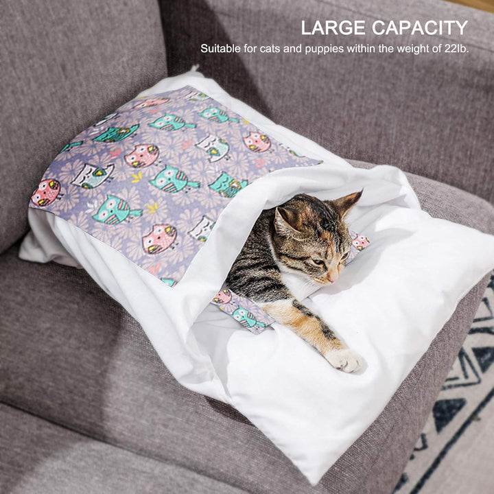 An-self Katzenschlafsack Katzenbett Winter Geschlossen Abnehmbare Katzenhöhle Warm Kuschelsack für K