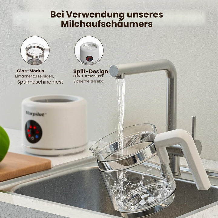 Morpilot Milchaufschäumer Elektrisch, 6 in 1 Milchschäumer für Milchschaum heiss und kalt, heisser S