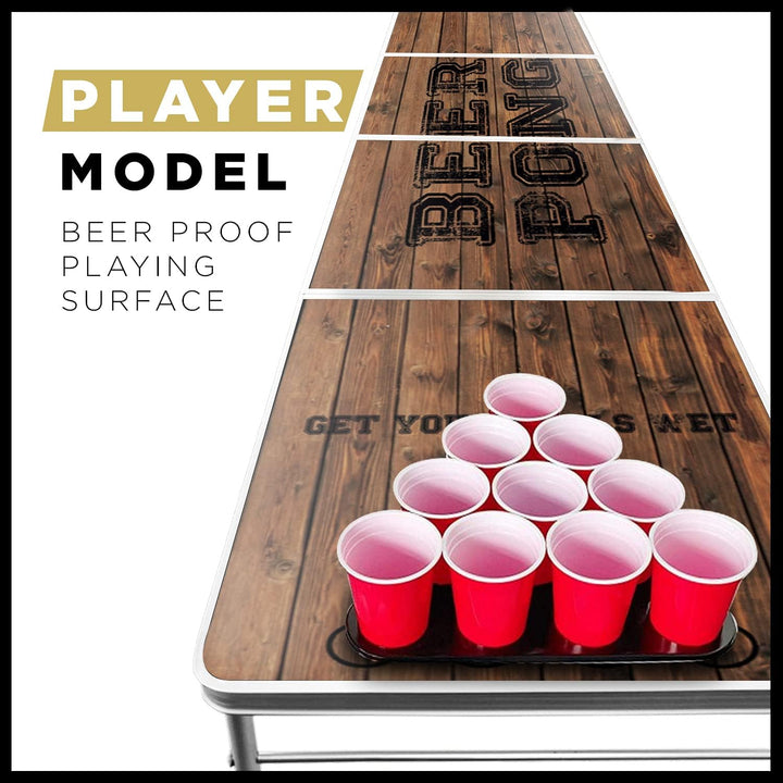 Beer Pong Original Cup® - Bierpong Tisch + 22 Becher + 2 Racks + 4 Bälle - Zusammenklappbarer, trans