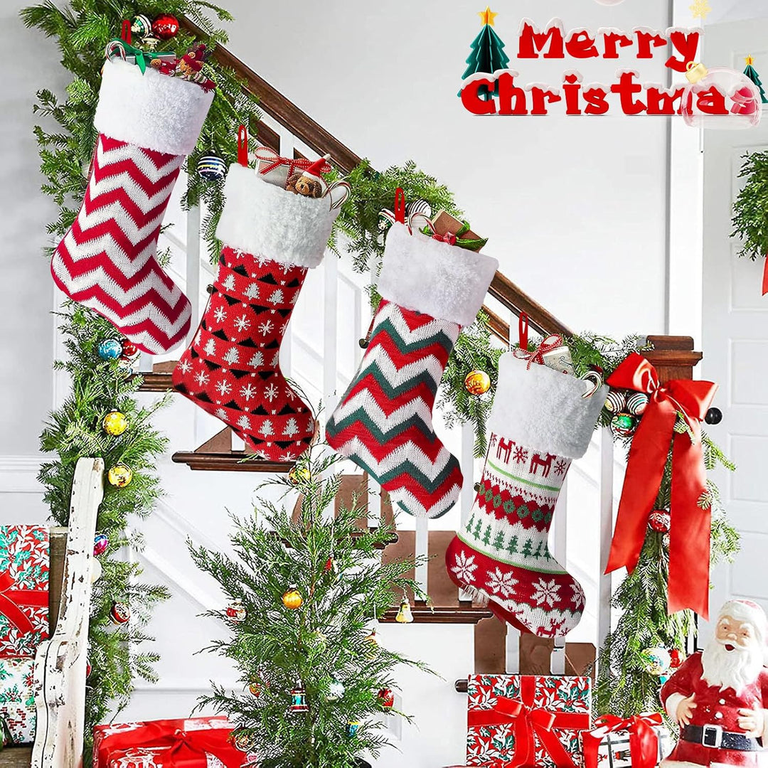 Lonsien Nikolausstrumpf gross 4 STK Weihnachtsstrumpf Geschenkbeutel Nikolausstiefel Personalisiert