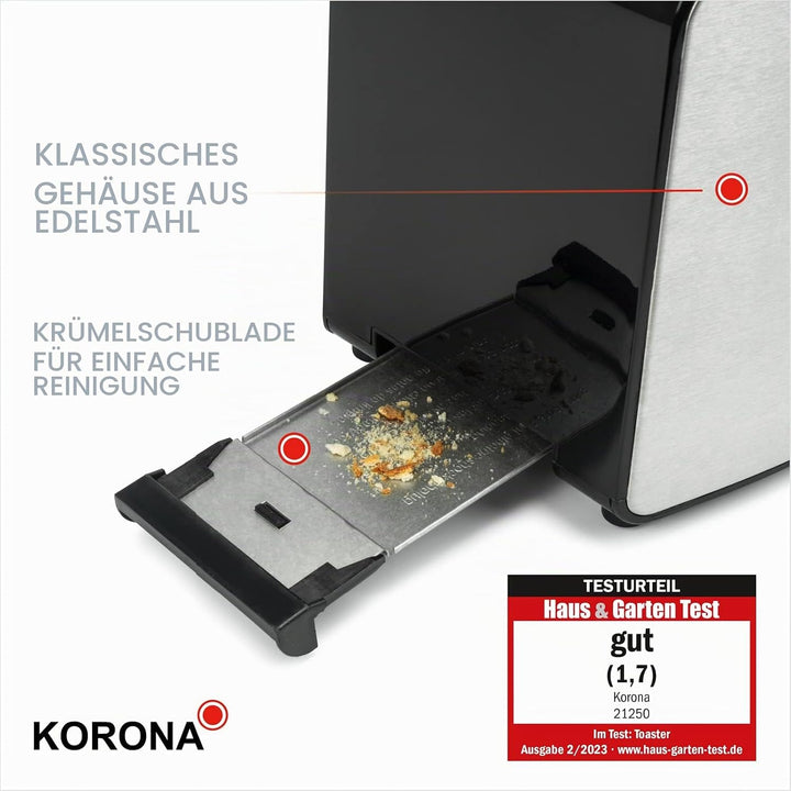 Korona 21250 Doppelschlitztoaster | Extra grosse Röstschlitze für American Sandwichtoasts | 4 wieder