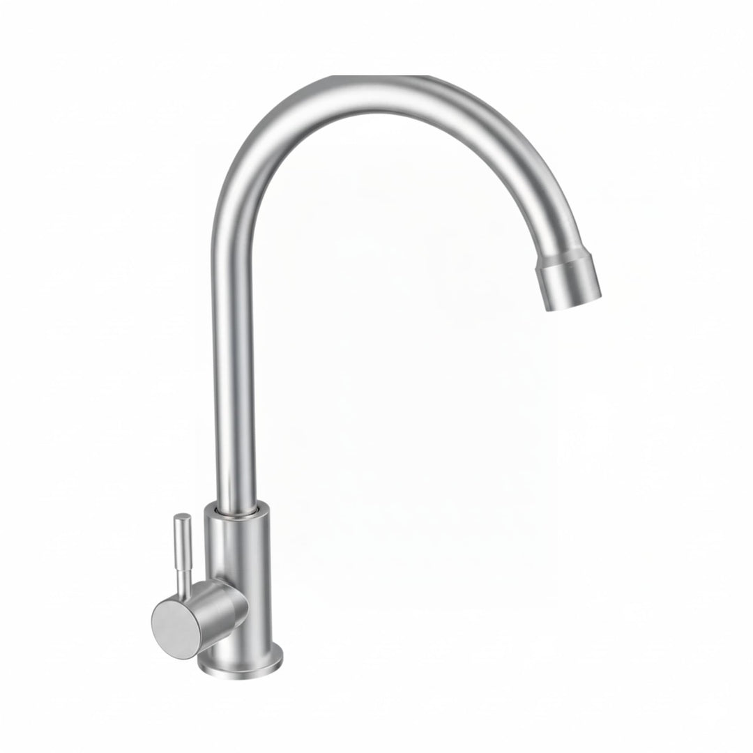 Faizee Home | Aqua Cool Küchenarmatur Chrom 29 cm – Einhebelarmatur mit 360° Auslauf | Kaltwasserans