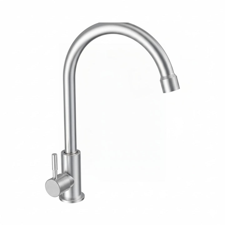 Faizee Home | Aqua Cool Küchenarmatur Chrom 29 cm – Einhebelarmatur mit 360° Auslauf | Kaltwasserans