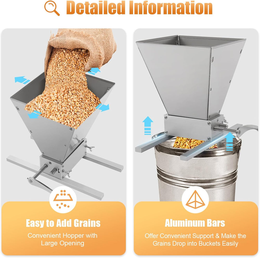 Treeisland Getreidebrecher 4L Schrotmühle für Getreide Manuelle Getreidemühle Malzmühle Schrotmühle
