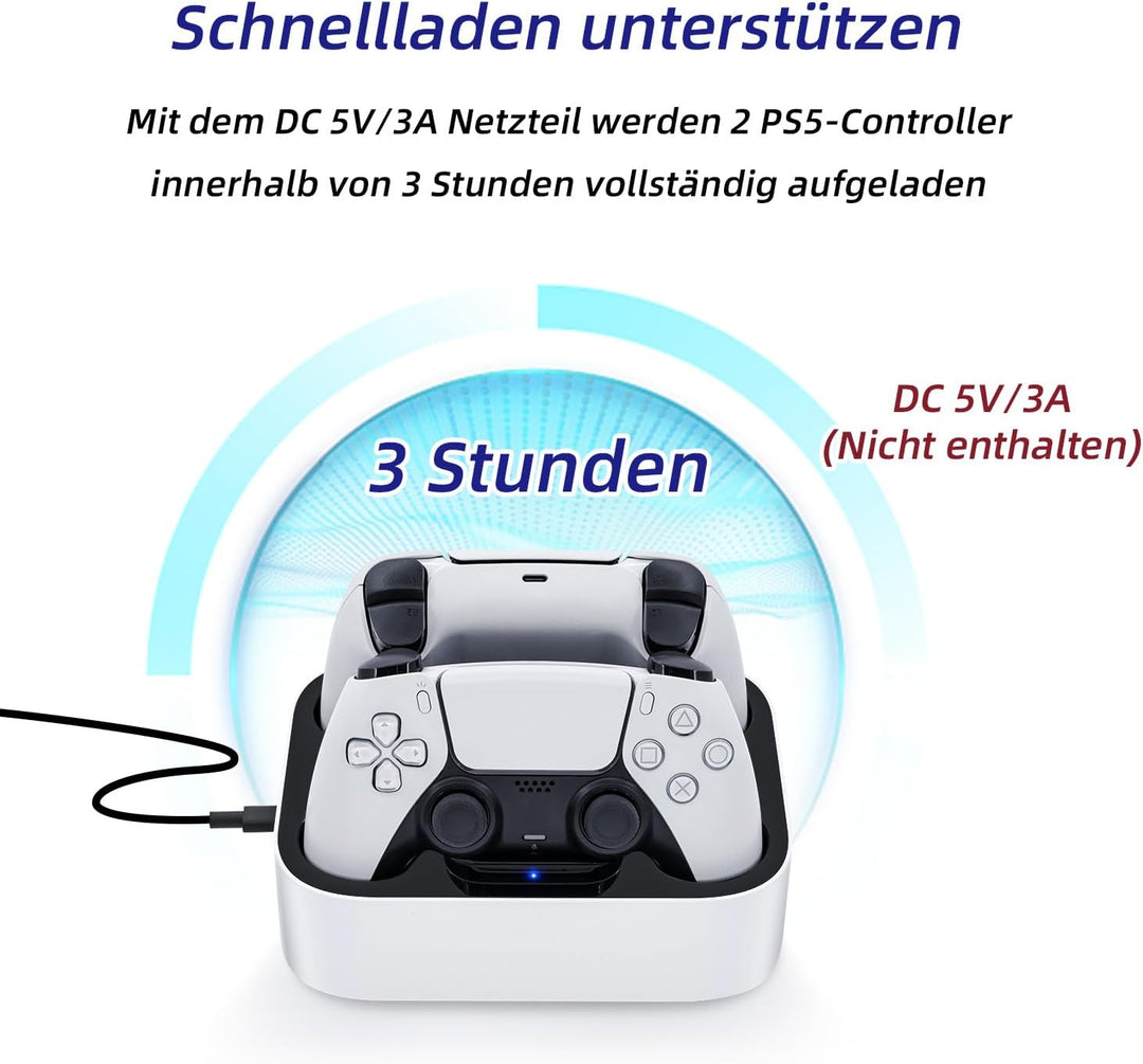Mcbazel Ladestation PS5 Controller, PS5, Doppel-Ladegerät, Schutz gegen Überhitzung, dreifacher Schu