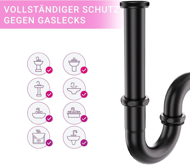 DETBOM Universal Siphon für Waschbecken (Lang Tauchrohr),Abflussrohr Genormten 11/4" Edelstahl rostf