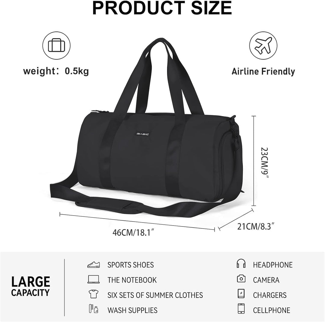 Sport Duffel Bag Damen, Sporttasche mit Nassfach & Schuhfach Reise Duffel Bags Übernachtungstasche L