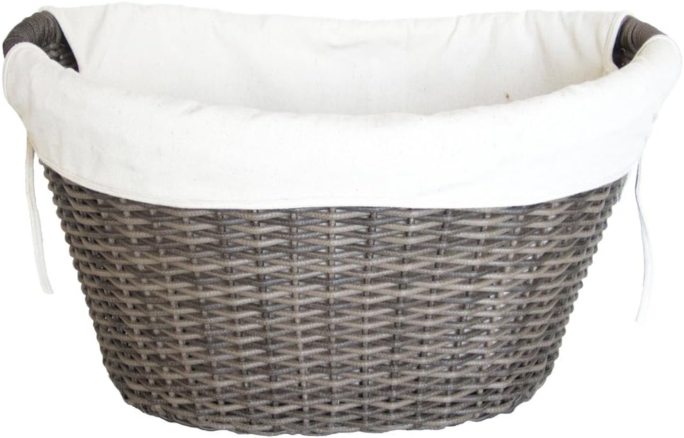 Habau 2681 Holzkorb aus Polyethylen mit Metallrahmen, Grau, 63,5 x 44,5 x 30