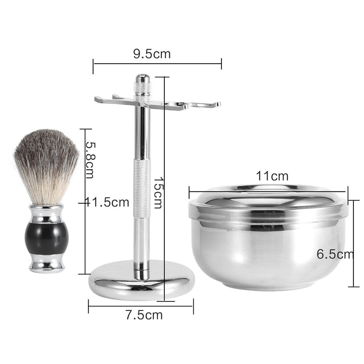-Sets für Männer, Luxus Herren Set: Reines Dachshaar Rasierpinsel + Rasierpinselhalter + Schale