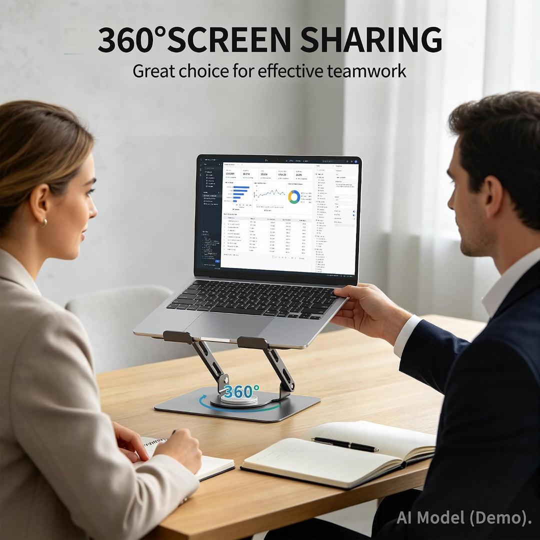 SOUNDANCE Laptopständer mit 360° drehbarer Basis, Ergonomische Computererhöhung für Schreibtisch, Fa