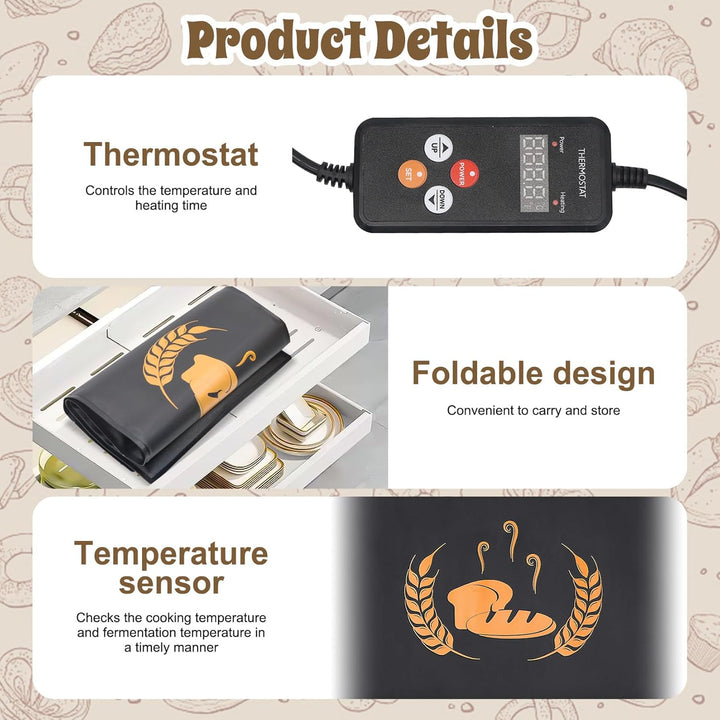 Brot Heizmatte Brotwarmmatte Gärmatte, Joghurtbacken Sauerteig Wärmer Brot Teig Wärmematte, Einstell