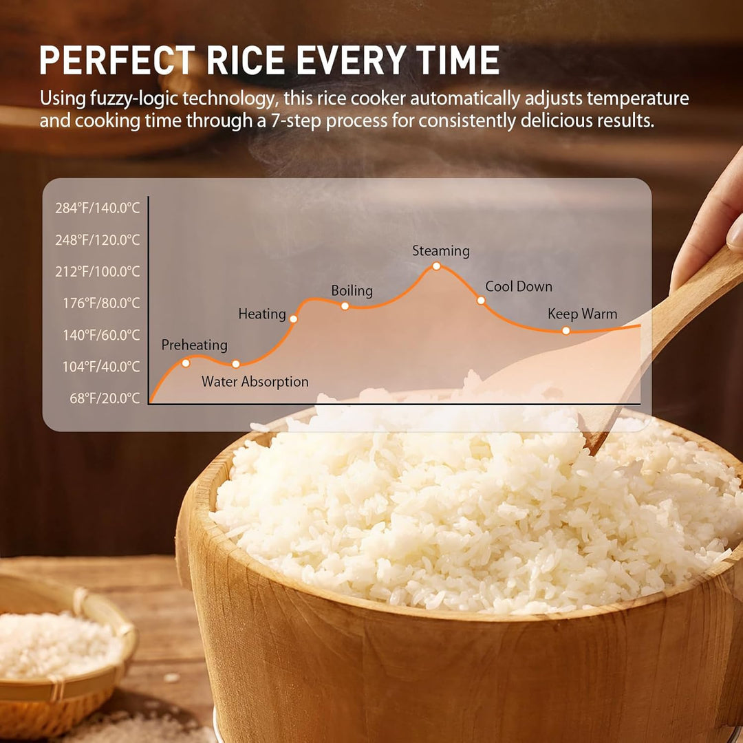 Reiskocher Low Sugar 2L, Rice Cooker mit Low Carb Funktion and Dampfgarer, 10 in 1 Reiskocher mit 24