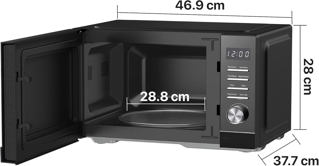 HMW-MD25DMRBK Mechanischer Mikrowellenherd, 25 l, 800 W Aufsatz-Mikrowelle mit 5 Leistungsstufen, Ti