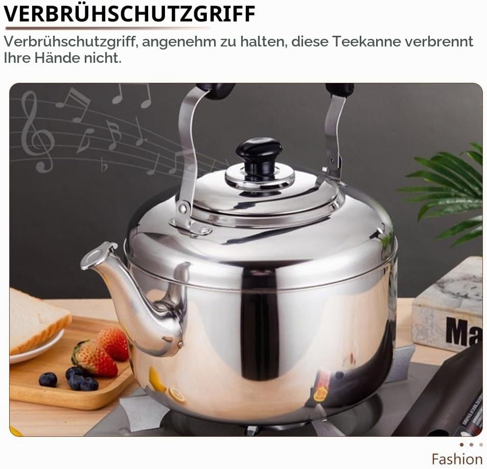 TOPBATHY Edelstahl Wasserkocher FüR Den Herd 2.5L Whistling Teekessel Mit VerbrüHungssicherem Griff