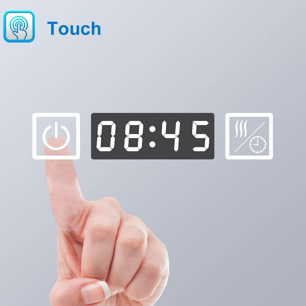 Biubiubath 80x60cm LED Badspiegel mit Uhr,Touch-Schalter,Badspiegel mit Beleuchtung,Beschlagfrei,Bad
