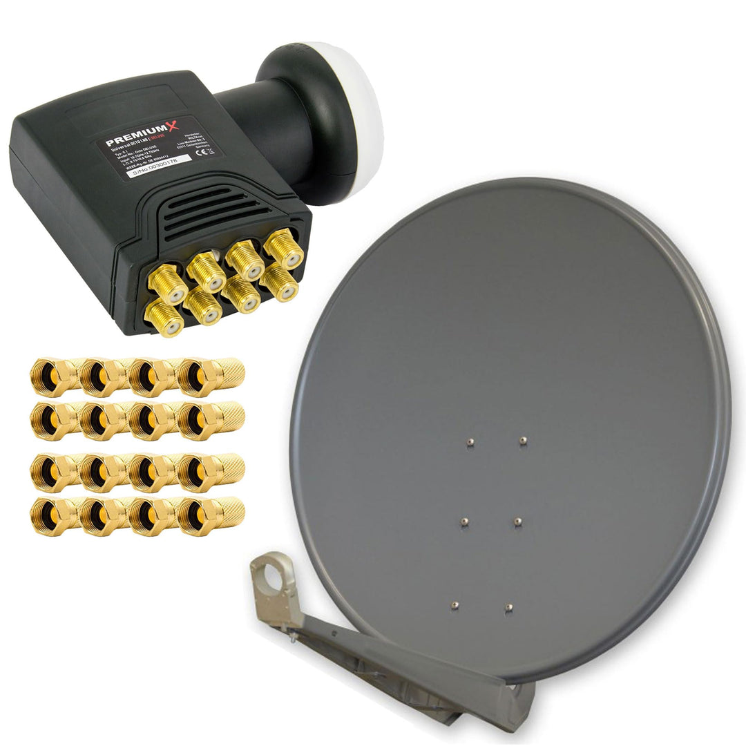 PremiumX DELUXE100 Satellitenantenne 100 cm Aluminium in Anthrazit Offset Antenne HDTV 3D 4K Deluxe