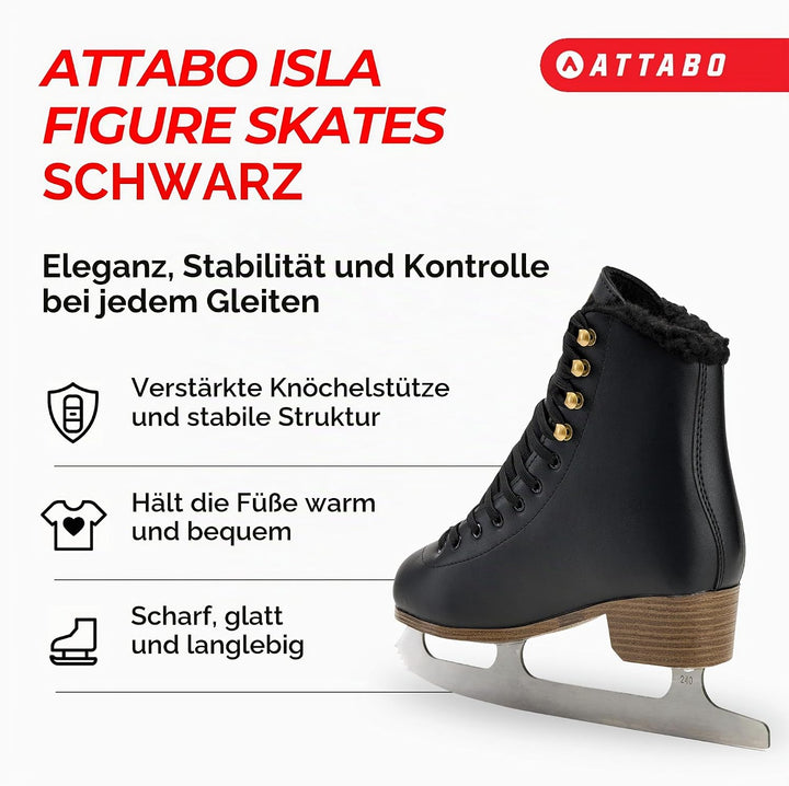 ATTABO Eiskunstlauf Schlittschuhe Kinder ISLA Rosa Grösse 31-36 EU Edelstahlkufe Ideal für Anfänger