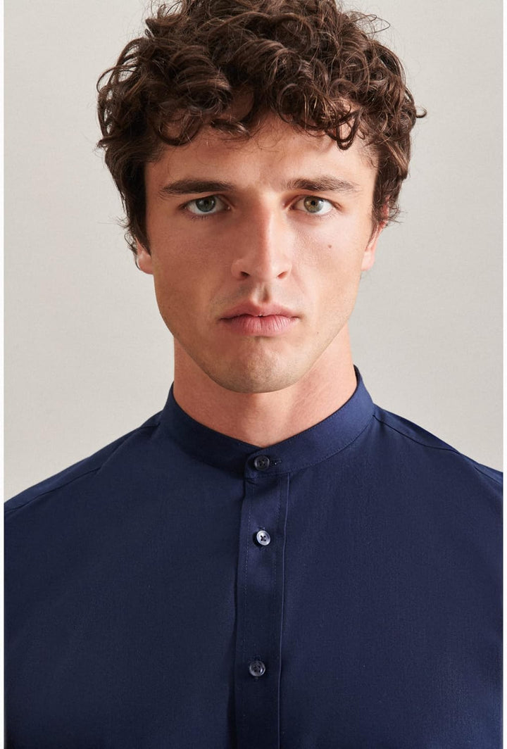 Herren Business Hemd Slim Extra Langer Arm Kentkragen Bügelfrei 100% Baumwolle Business Hemd Dunkelb