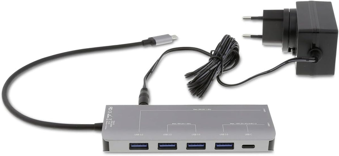 LMP Hub USB-A (4) und LMP (3) Hub mit 7 Ports Ladefunktion (BC1.2) externes Netzteil (36W) Spacegrau
