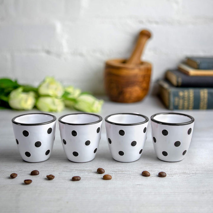 City to Cottage® - Espressotassen Set | Weiss und Schwarz | Polka Dots | Handgemacht | Keramik Gesch