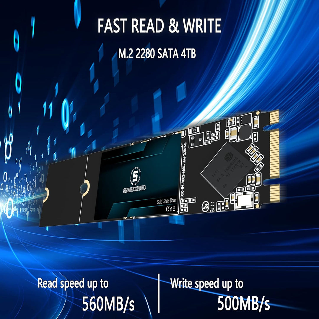 SHARKSPEED SSD 4TB M.2 2280 80mm 3D NAND SATA 3 (6Gb/s), SSD Festplatte Internes Solid State Drive f