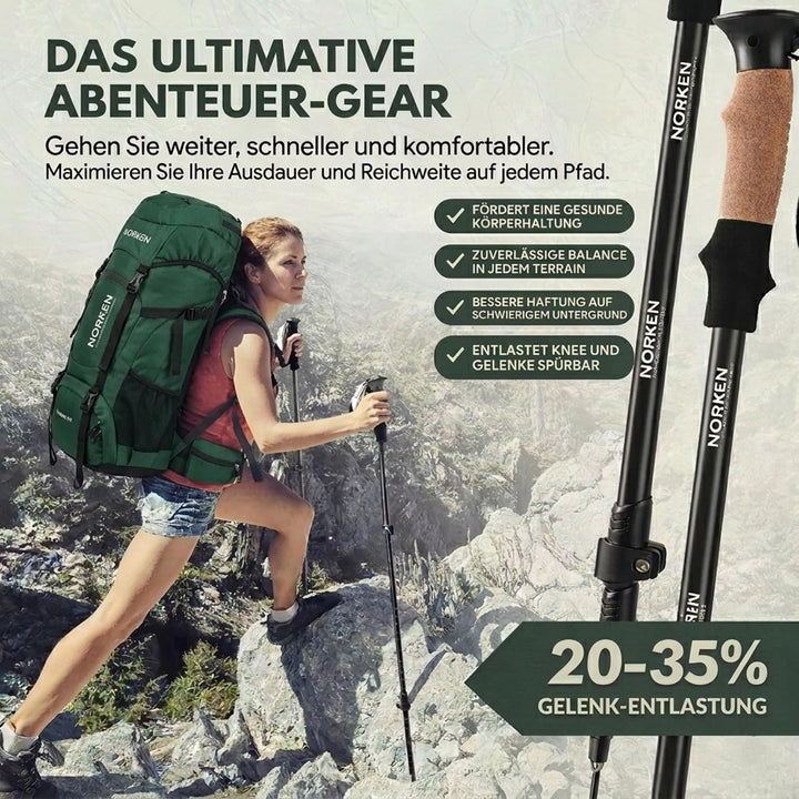 NORKEN - Wanderstöcke, Teleskopstöcke, Aluminium 7075, leicht und robust, Flip Lock Verriegelung, er