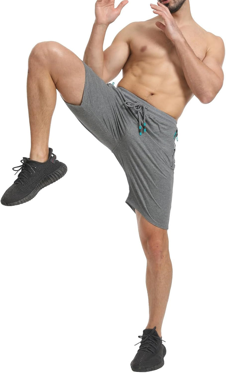 JustSun Herren Shorts Kurze Sporthose Baumwolle Stretchstoff mit Reissverschluss M A Grau, M A Grau