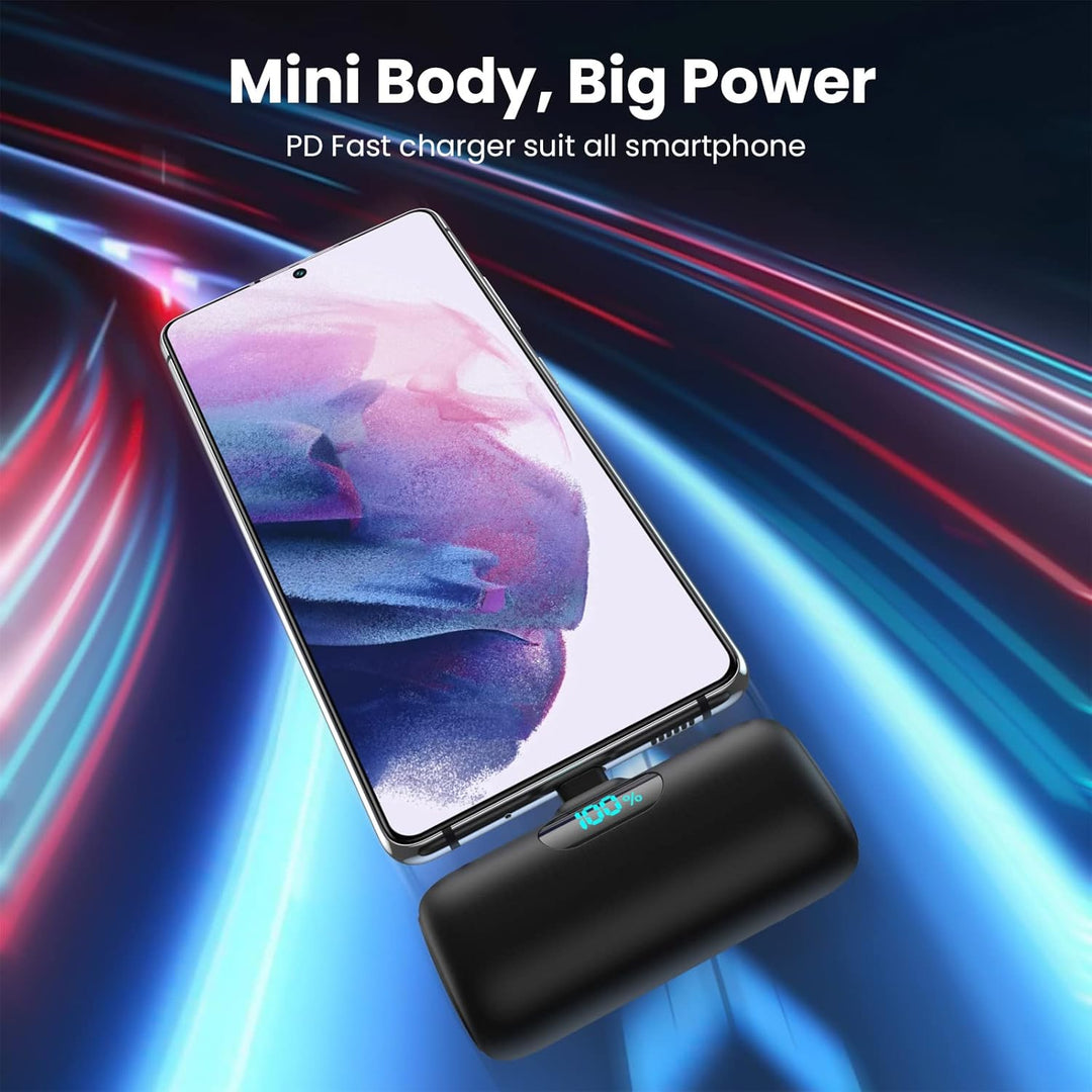 Power Bank USB C 5000mAh, Mini Powerbank Klein Aber Stark 15W PD 3.0 Schnelles Aufladen Tragbares Ex