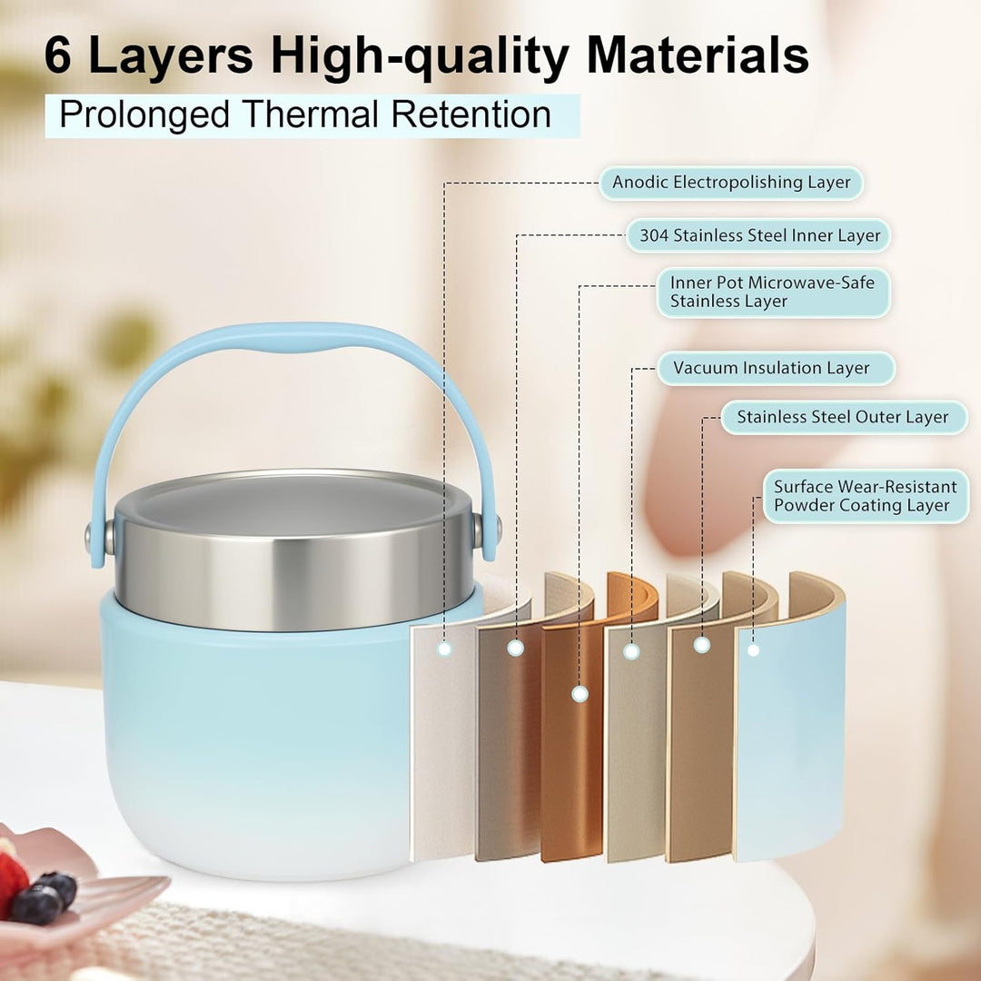 VINATO 1.2L Thermobehälter Für Essen Thermo Lunchbox Bento Box Erwachsene mit Edelstahl, Auslaufsich