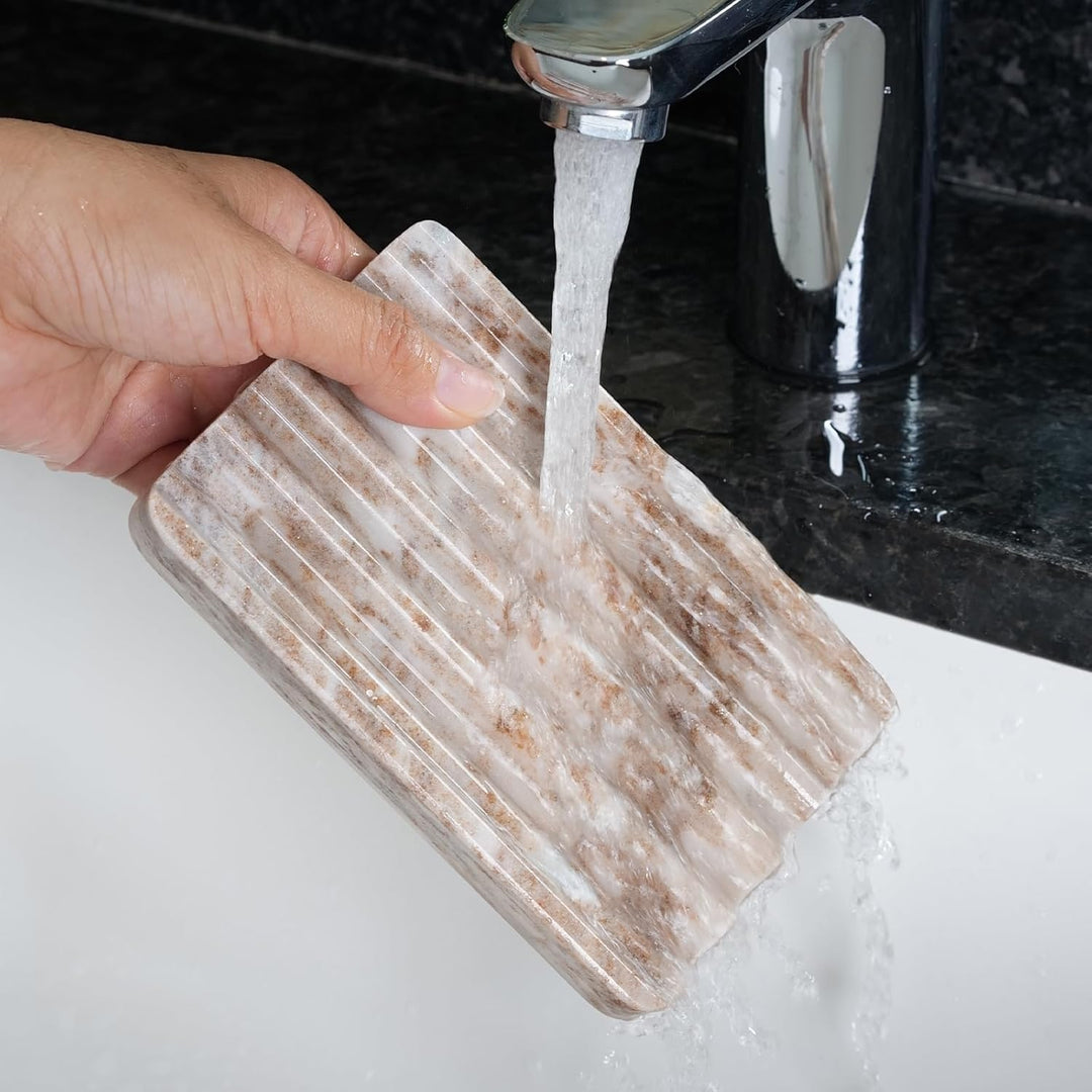 2 Stück Marmor Seifenschale, Seifenhalter mit Ablauf, Seifenablage Waschbecken, Kreative Seifenschal
