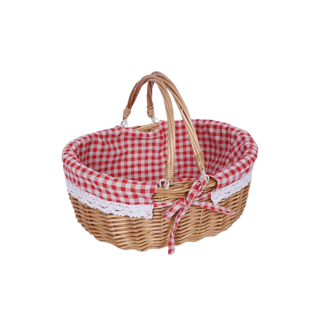 Picknickkorb aus Weide, Natural Weidenkorb mit Henkel, Handlicher Einkaufskorb aus Weide, Picknickko