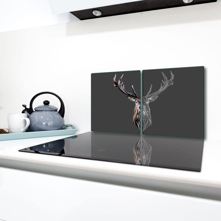 TMK ArtDeko Herdabdeckplatte 2 Teilig 40x52 cm - Spritzschutz Herdabdeckung – Herdschutz aus Sicherh