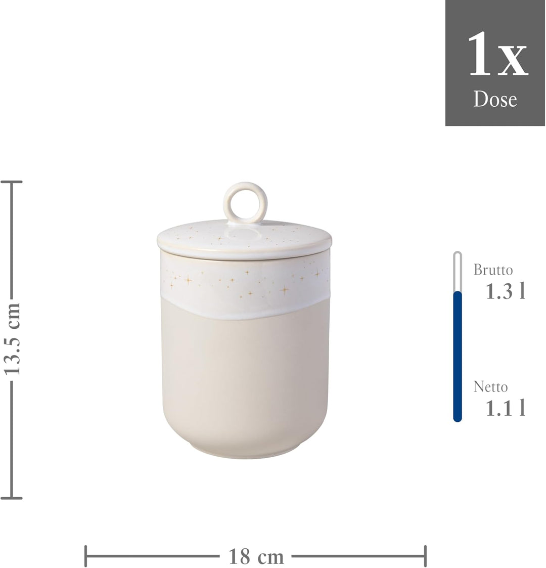 like. by Villeroy & Boch – Winter Glow Längliche Dose Rund Beige, Mikrowellensicher, Winterliche Geb