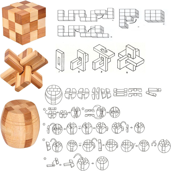 Holzsammlung 9 Stück Knobelspiele Holz, Geschicklichkeitsspiel Holz, Logikspiele IQ Spiele Geduldspi
