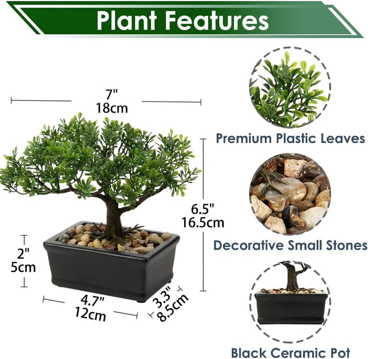 Briful Kunstbonsai Naturgetreue Künstliche Pflanze Kunstbaum Bonsai Zeder Kiefer Podocarpus Plastik