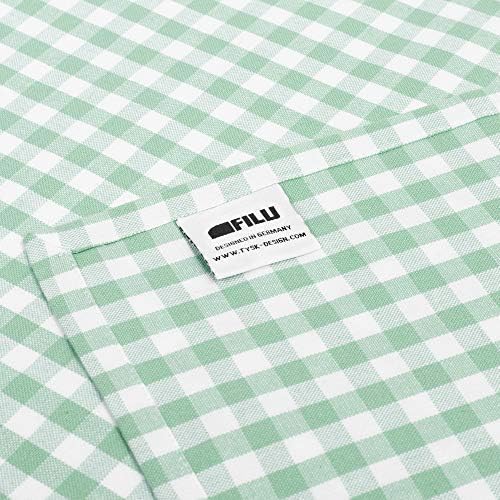 FILU Servietten 8er Pack Halbleinen (Leinen/Baumwolle) Mint/Weiss kariert (Farbe und Design wählbar)