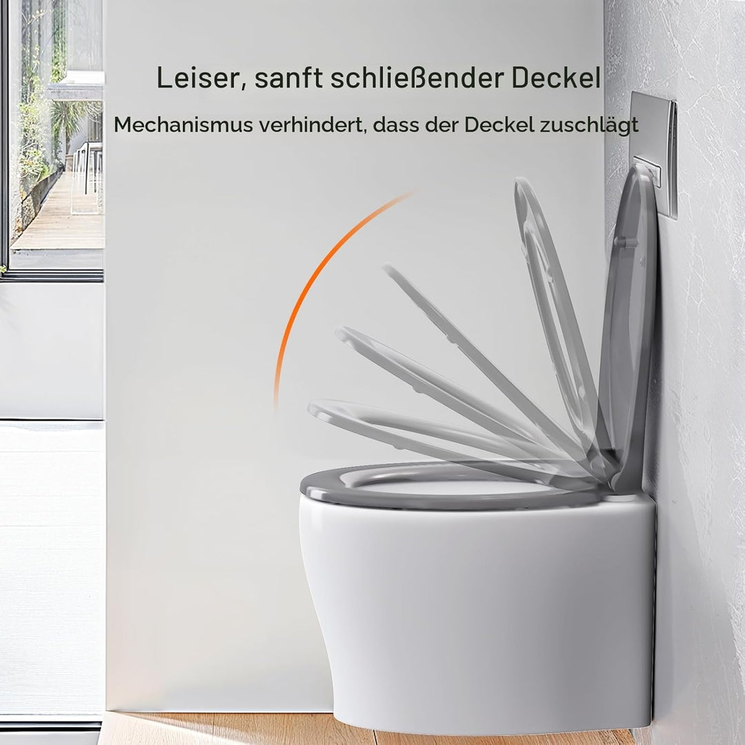 Pipishell Toilettendeckel, WC Sitz mit Absenkautomatik, Quick-Release Funktion für einfach Reinigung